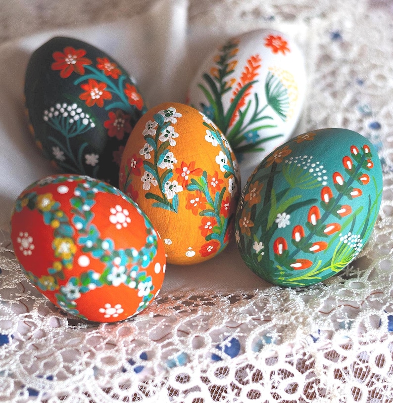 Hand-painted wooden Easter eggs