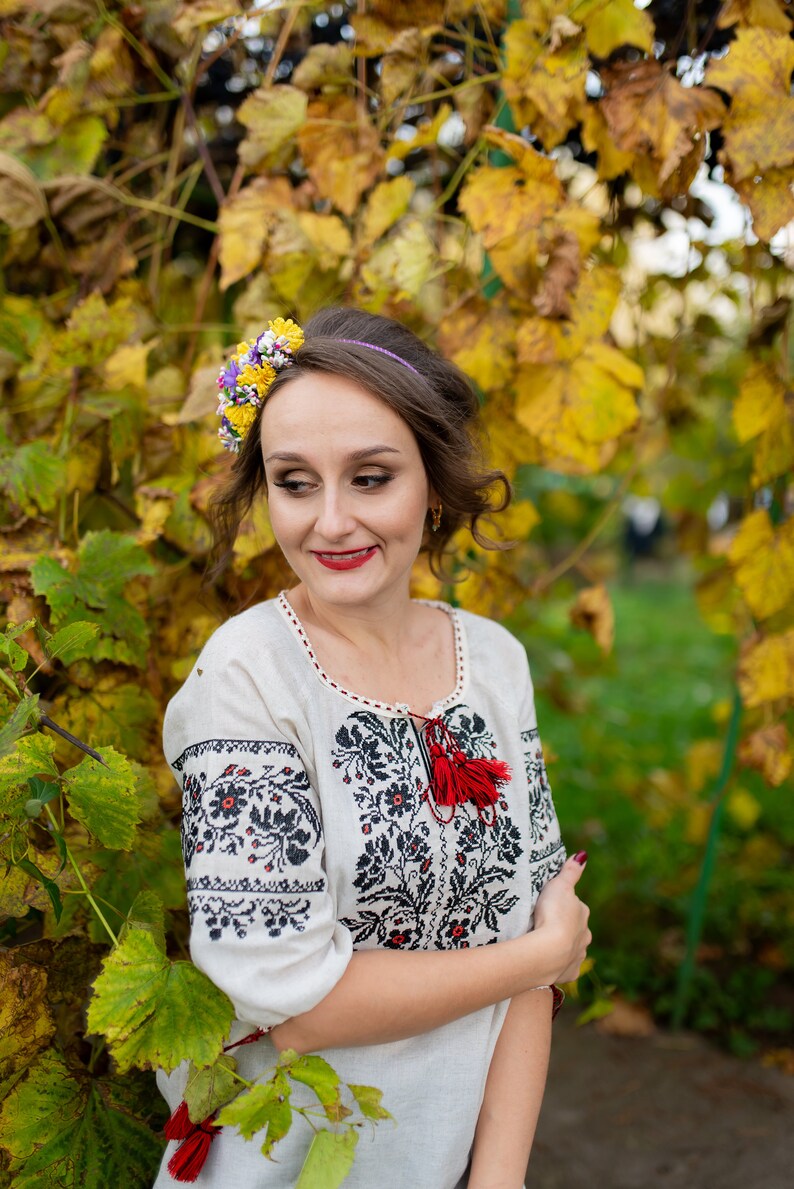 Purple and yellow rustic floral crown, Minimalist headband, Floral tiara for wedding, Children headband, Bridal headpiece image 2