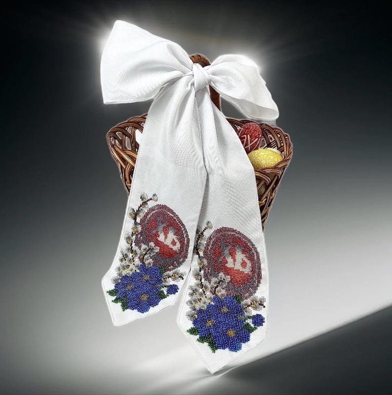 Ukrainian Easter beaded embroidery bow