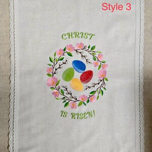 Embroidered Easter Basket Cover and Egg Set, Floral Wreath Pascha Linen, Slavic Holiday Decor Cover Style 3