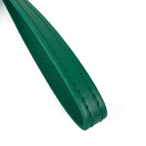 Green Leather Zip Around Wallet with Wristlet Strap for Women