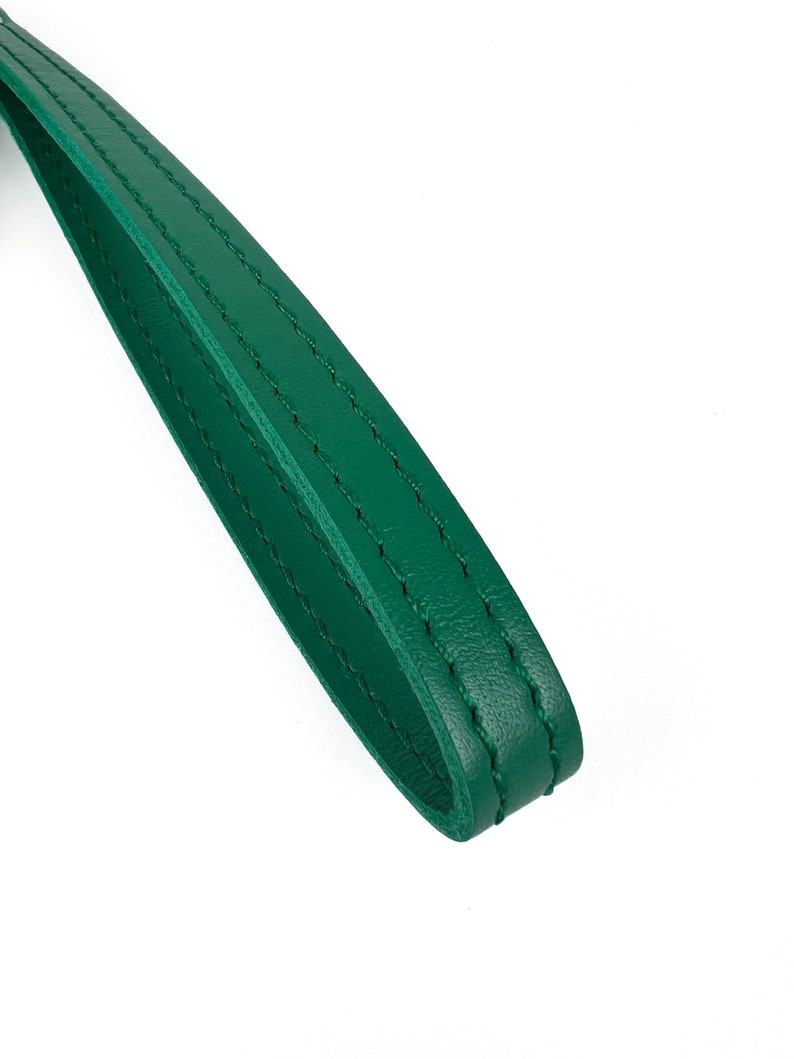 Green Leather Zip Around Wallet with Wristlet Strap for Women