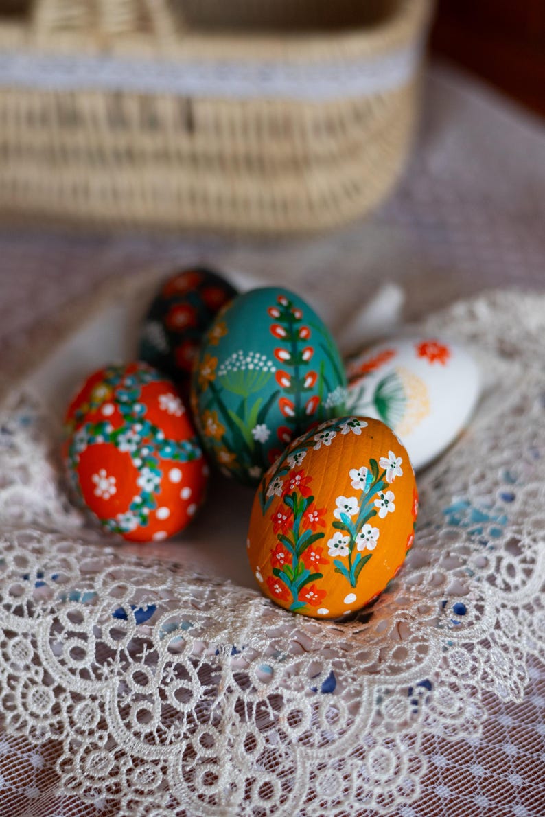Hand-painted wooden Easter eggs