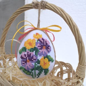 egg ornaments with colorful floral designs