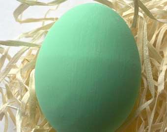 Mint Green Easter Egg Decor for Spring Display, Pastel Painted Egg Ornament, Minimalist Farmhouse Easter Basket Decoration