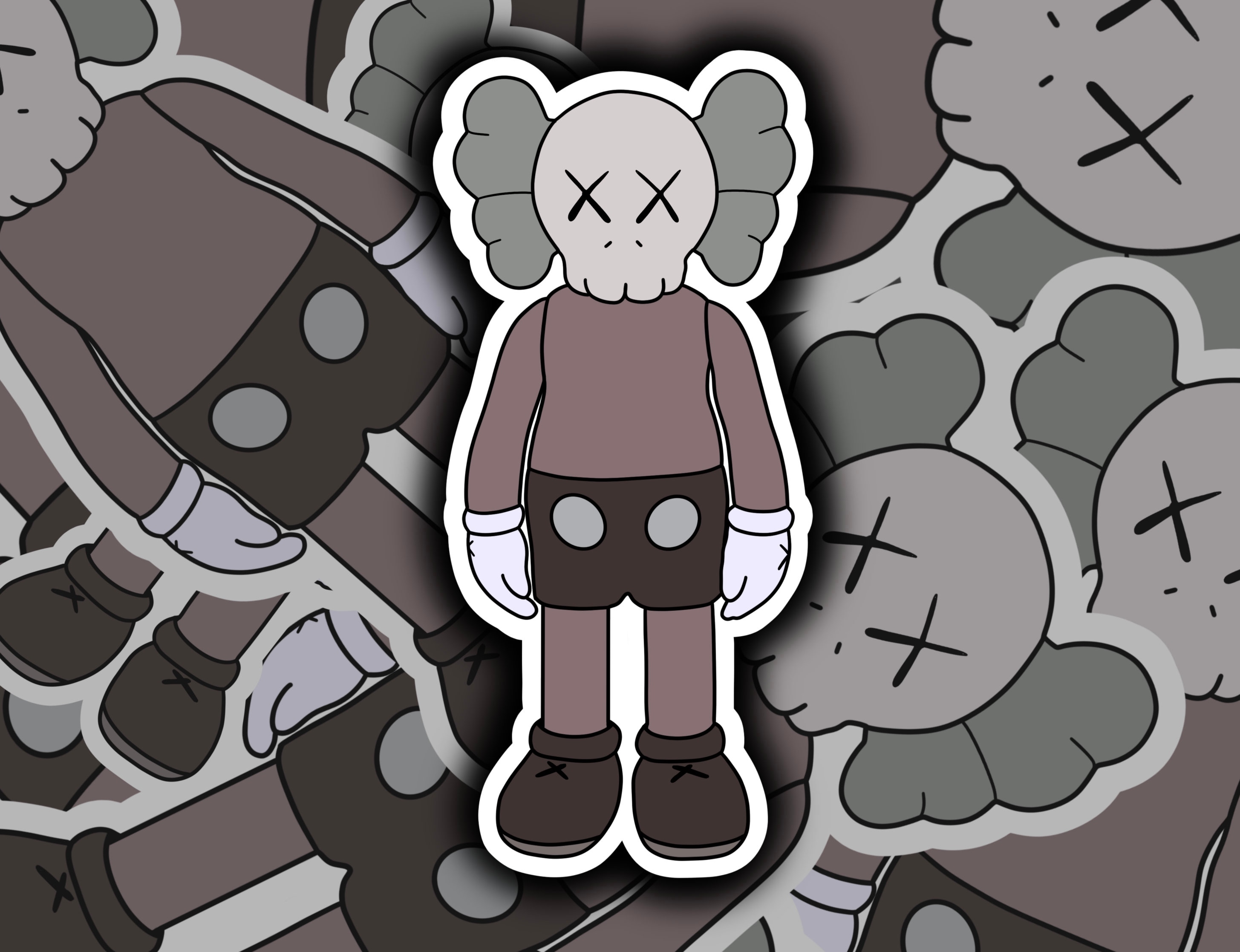 KAWS Companion Open Edition Brown Vinyl Sticker Etsy