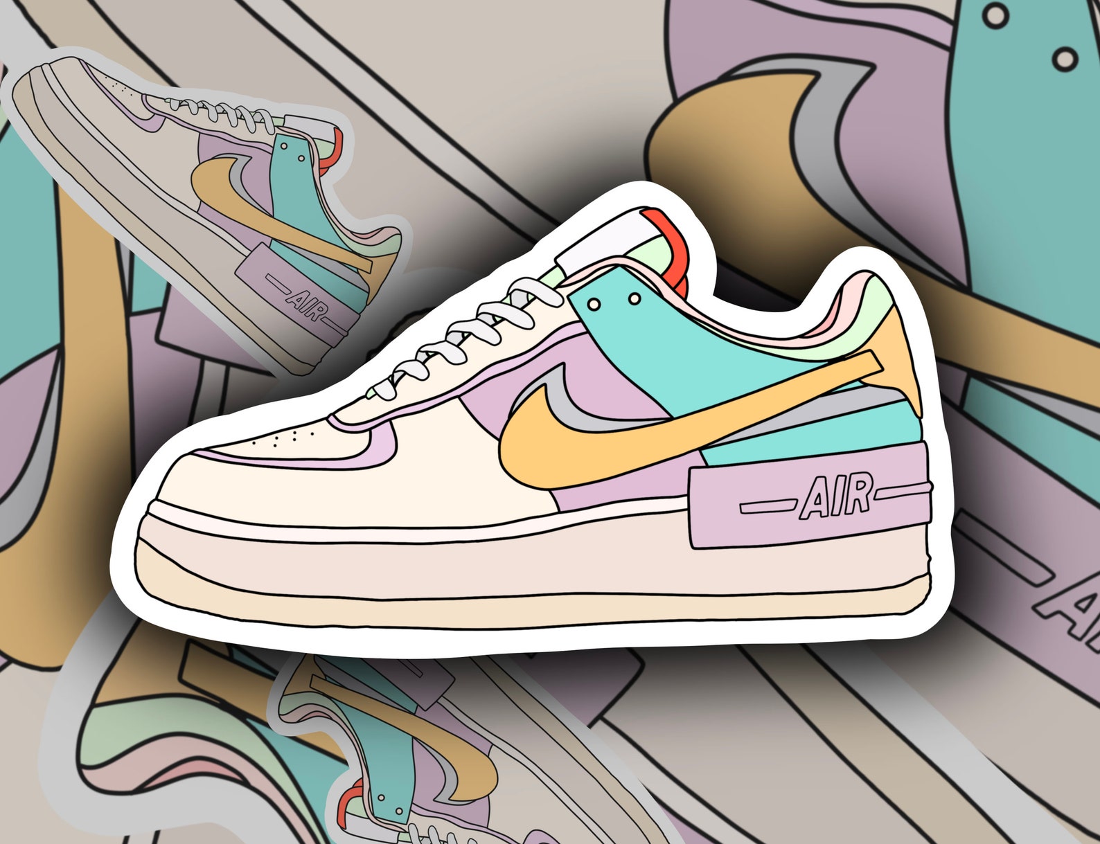Nike Air Force 1 Colour-block Sneakers Vinyl Sticker | Etsy UK