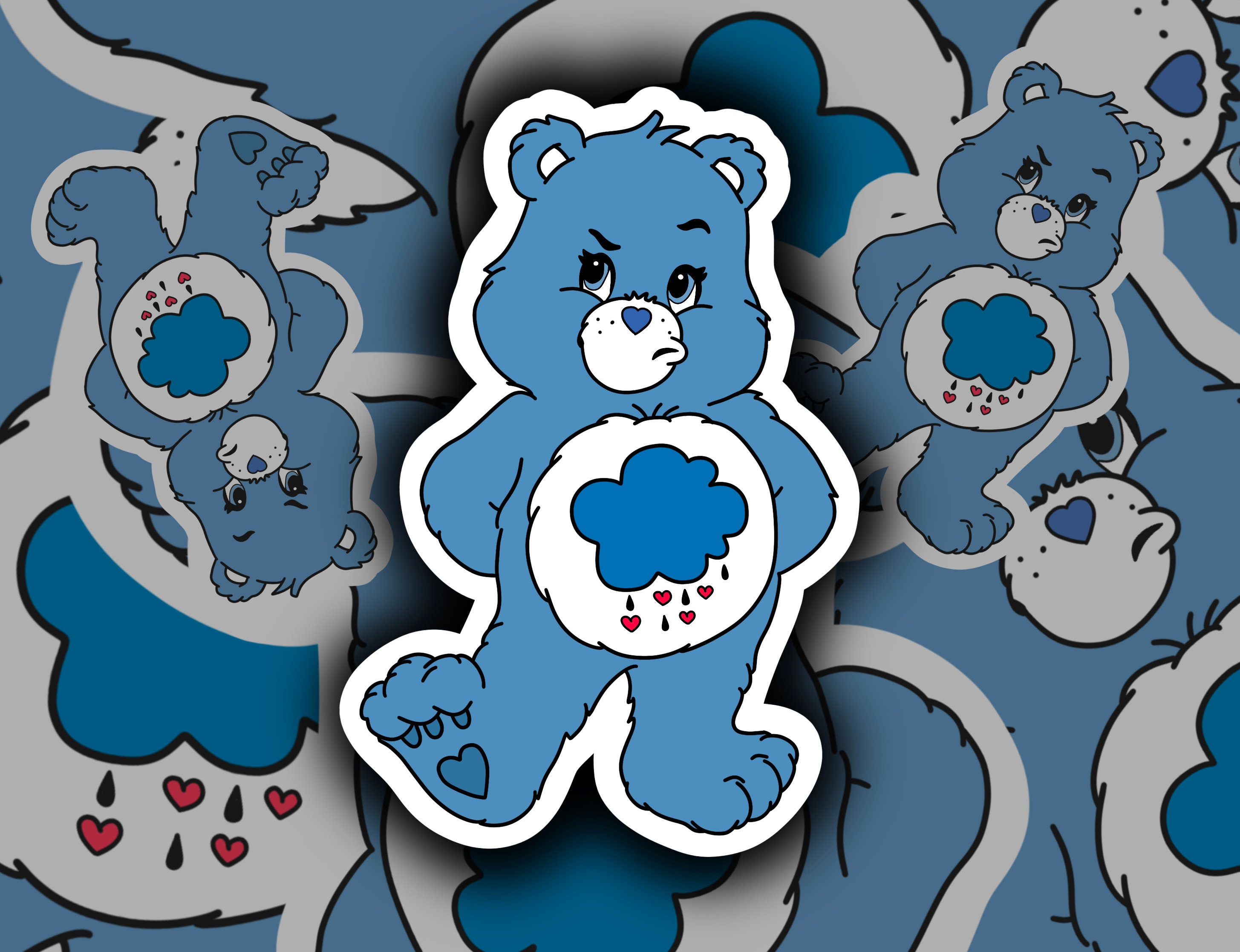 Grumpy Bear Care Bear Blue Rain Cloud Vinyl Sticker | Etsy