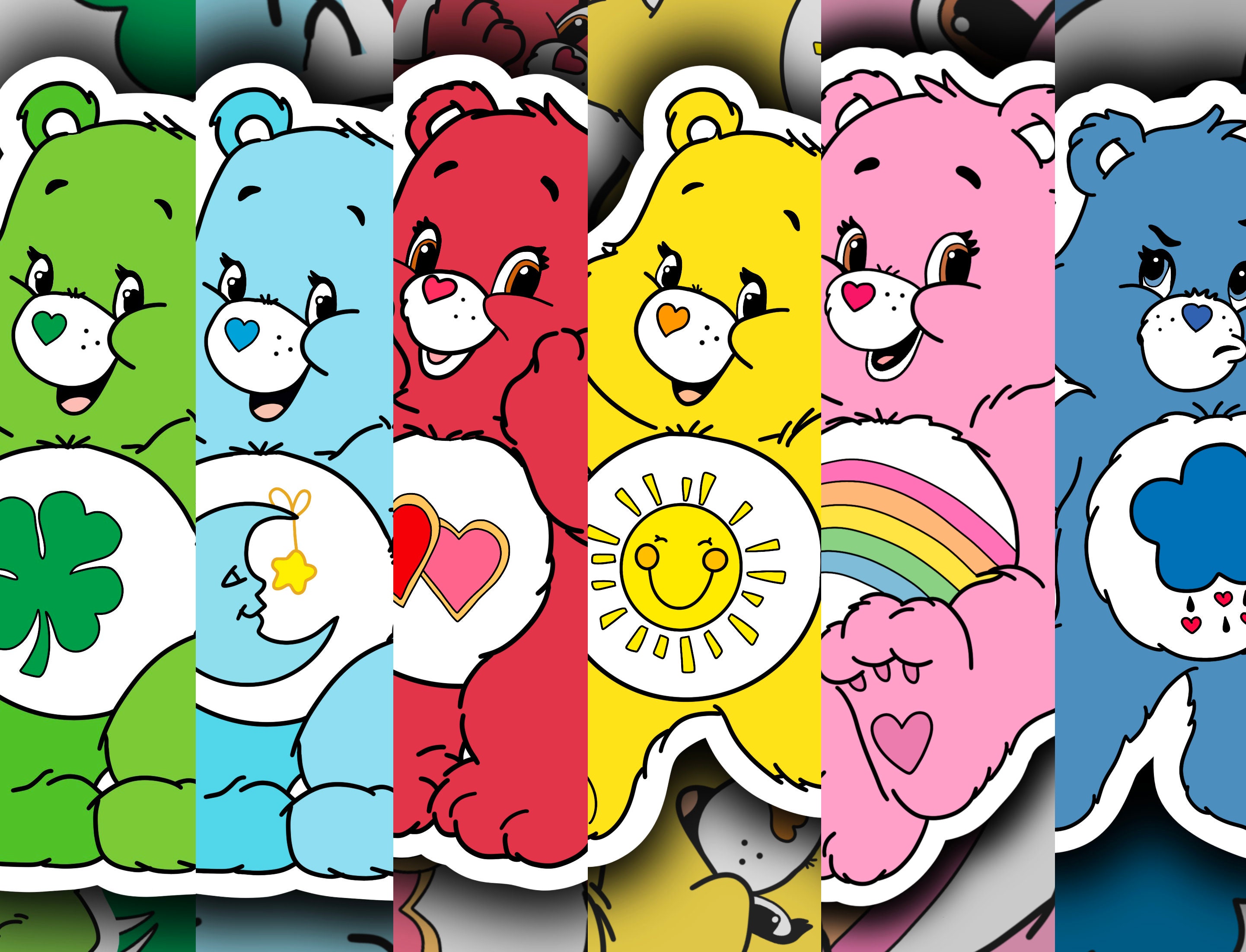 Care Bear Cartoon 6 x Vinyl Sticker Bundle Etsy