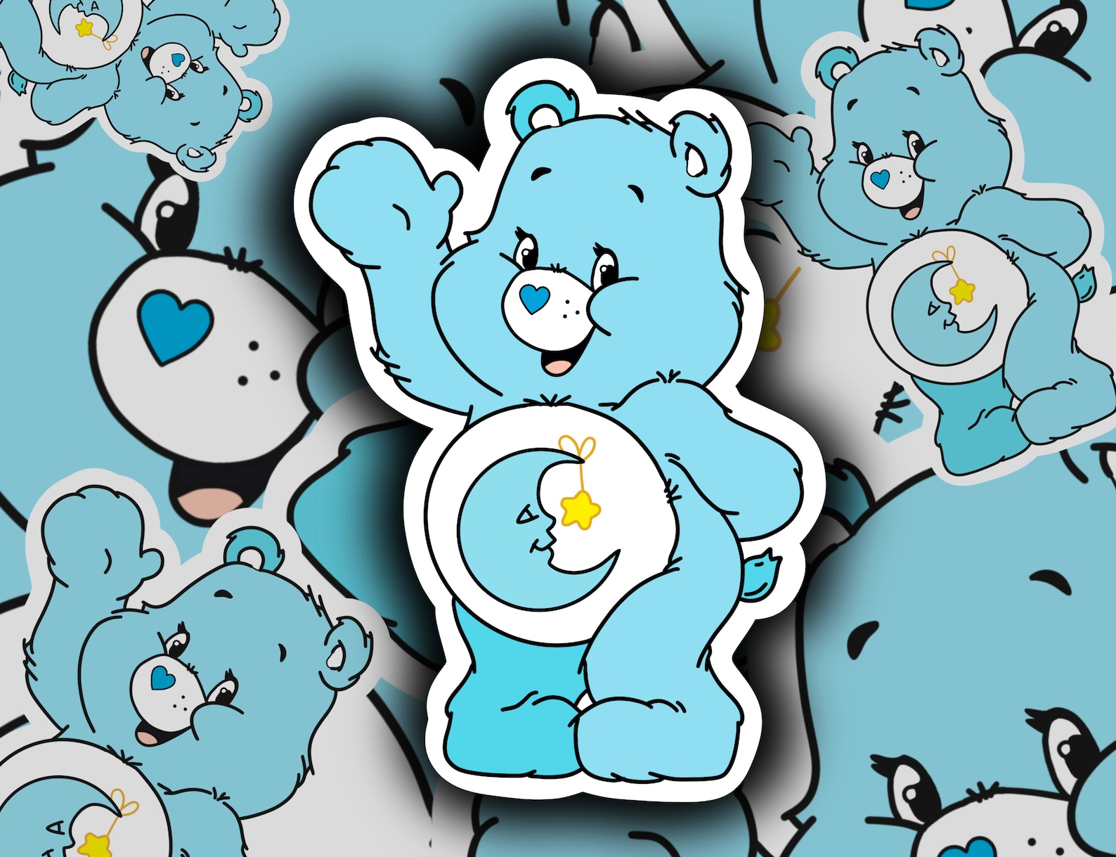 Bedtime Bear Care Bear Blue Moon Vinyl Sticker Etsy
