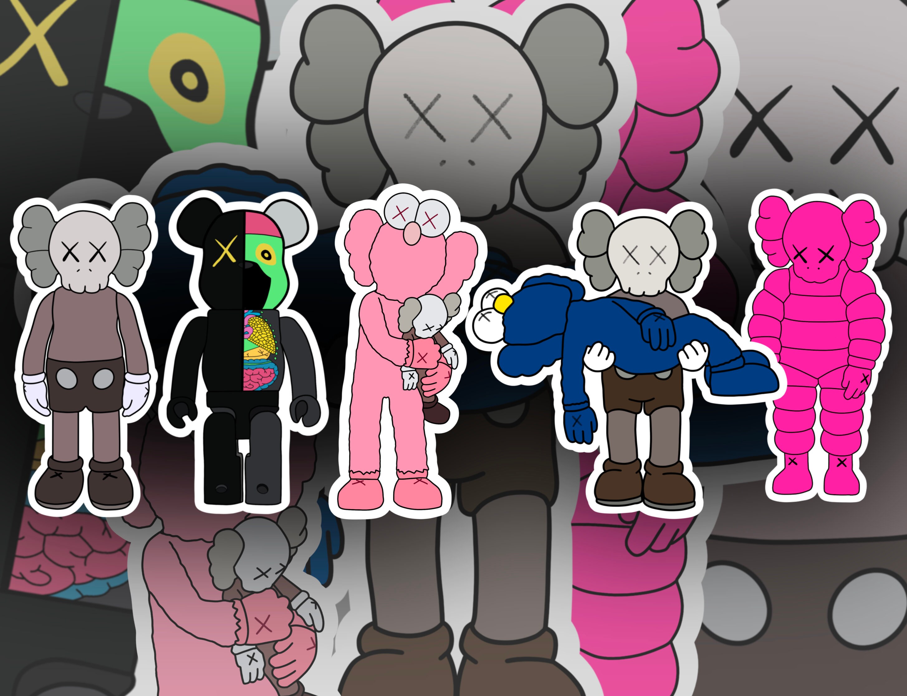 KAWS Figure Sticker Bundle 5x Vinyl Sticker Etsy