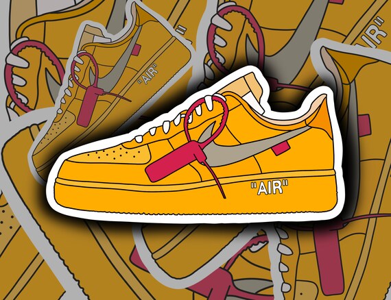 Off-white X Nike Air Force 1 university Gold Vinyl | Etsy UK