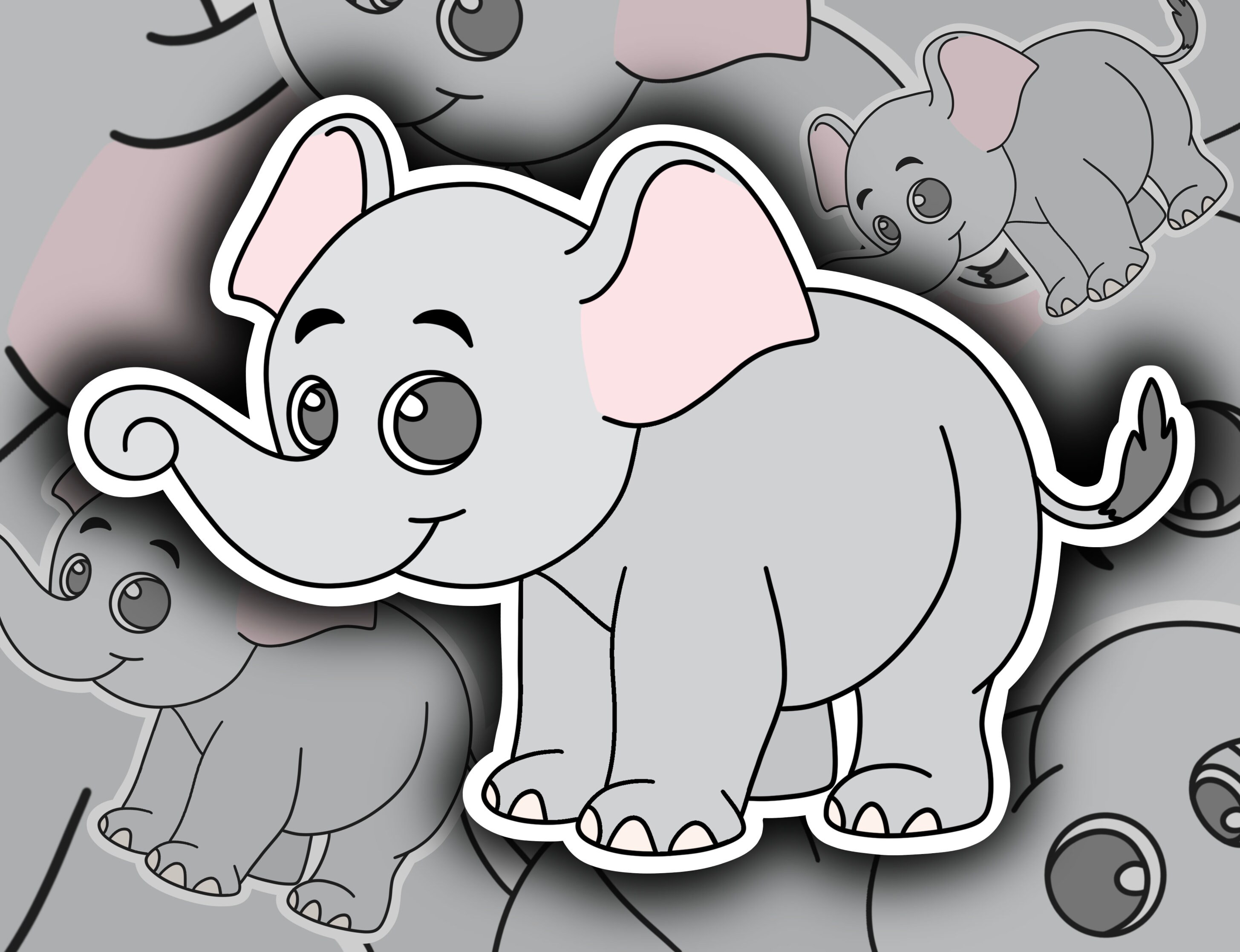 Cute Animal Cartoon Vinyl sticker Bundle. 6 x Different Etsy