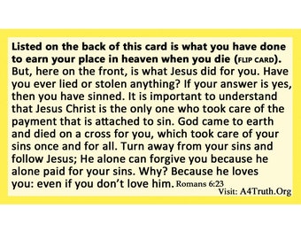 Yellow Card | Pack of 50 | Gospel Tracts | Bible Tracts