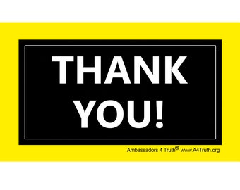 Thank You | Christian Gospel Tracts | Business Card Size | Pack of 50. Shipped with USPS.