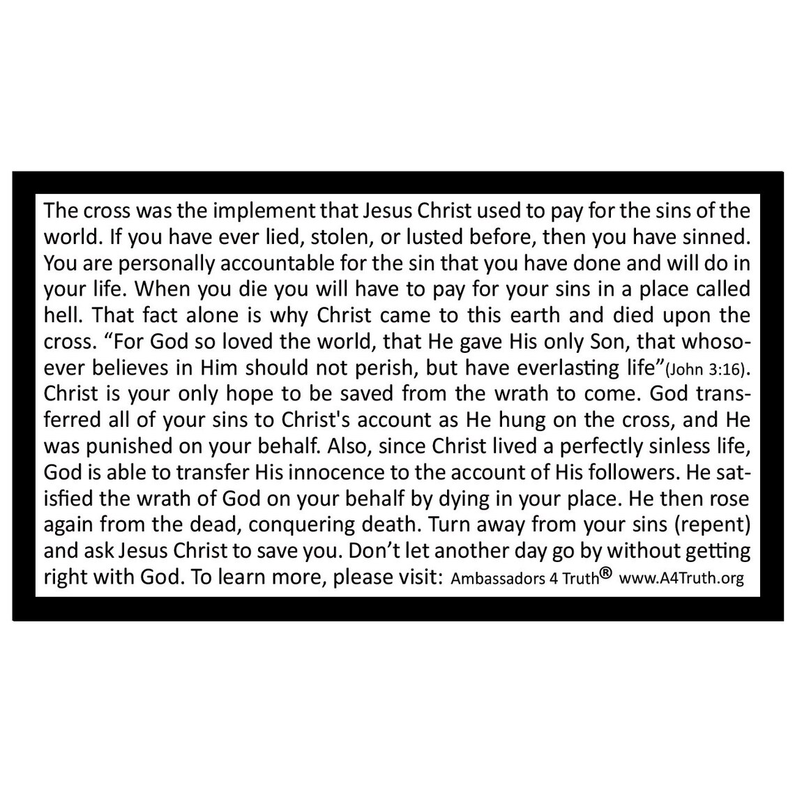 Cross Tract Pack of 50 Business Card Size Gospel Tracts Bible Tracts Etsy