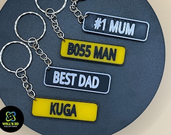 3D Printed Number plate Keyring