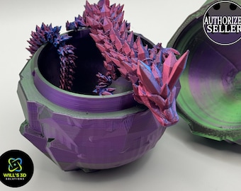 3D Printed Crystalized Egg & Crystal Dragon