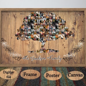 Family Tree Wall Art Gift ,Collage Canvas,Christmas Gift Custom Pictures Collage Personalized Wall Decor Family Sign Print,Costum Photo Gift