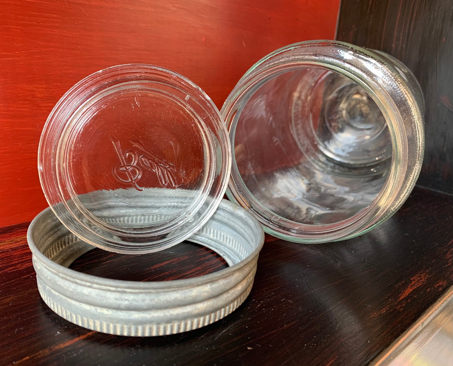 Round Ball Mason Jar with glass lid & zinc fastener Etsy