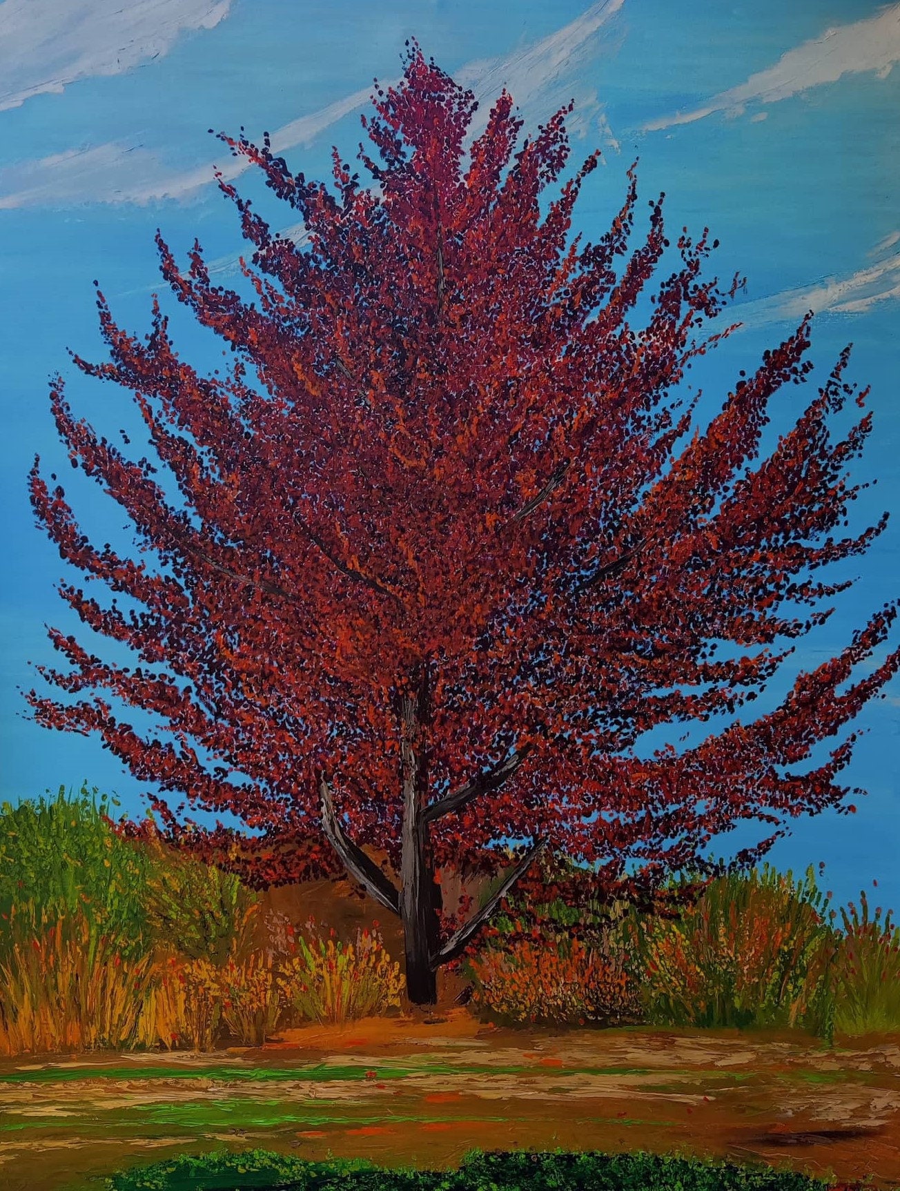 Original Oil painting Maple tree determined Etsy