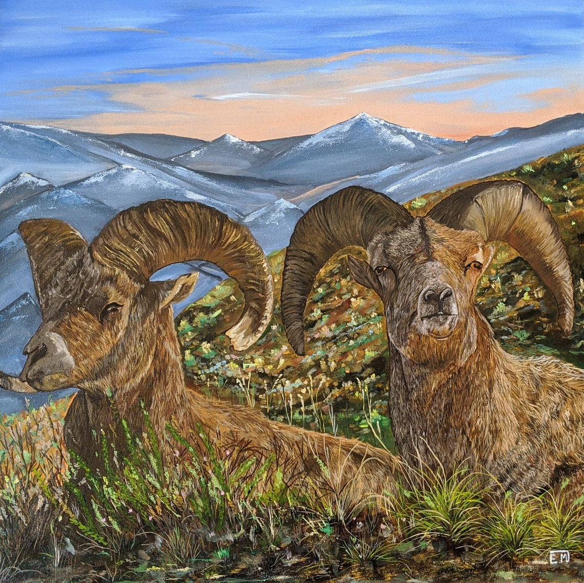 Large Original oil painting Bighorn sheep Etsy