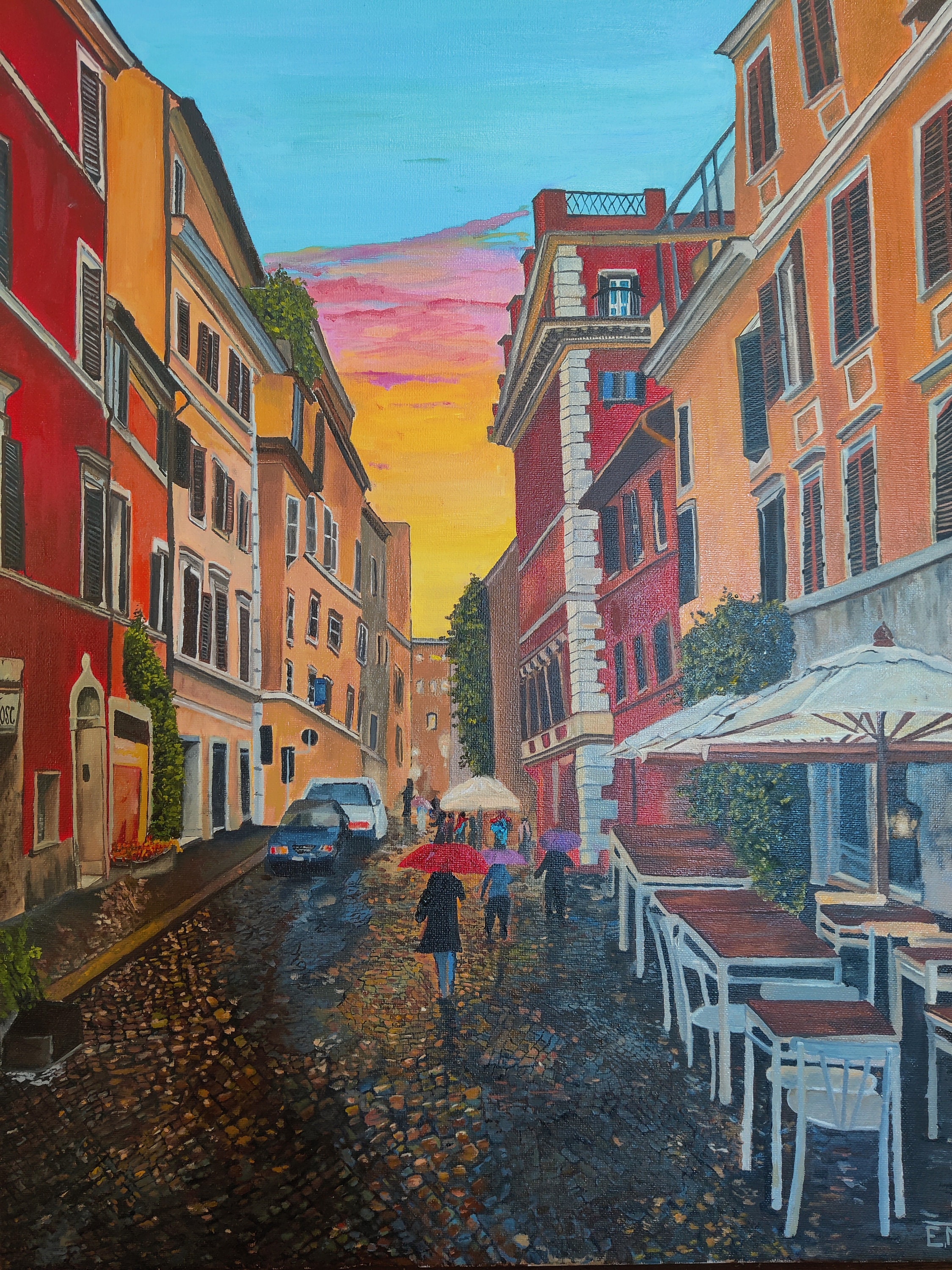 Original City street oil painting Etsy