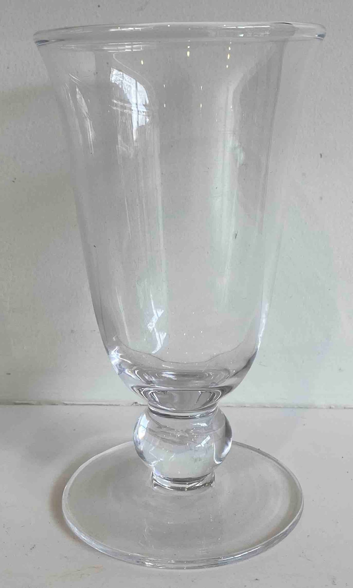 Clear Glass Round Pedestal Vase Etsy