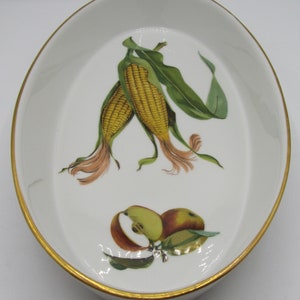 Royal Worcester Evesham Gold Edge 12 1/4&quot; Open Veg Dish - Apple and Corn
