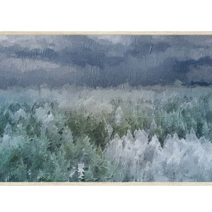 Samsung Frame TV Art, Winter forest painting, Snowy Trees abstract Oil Painting, Digital Download
