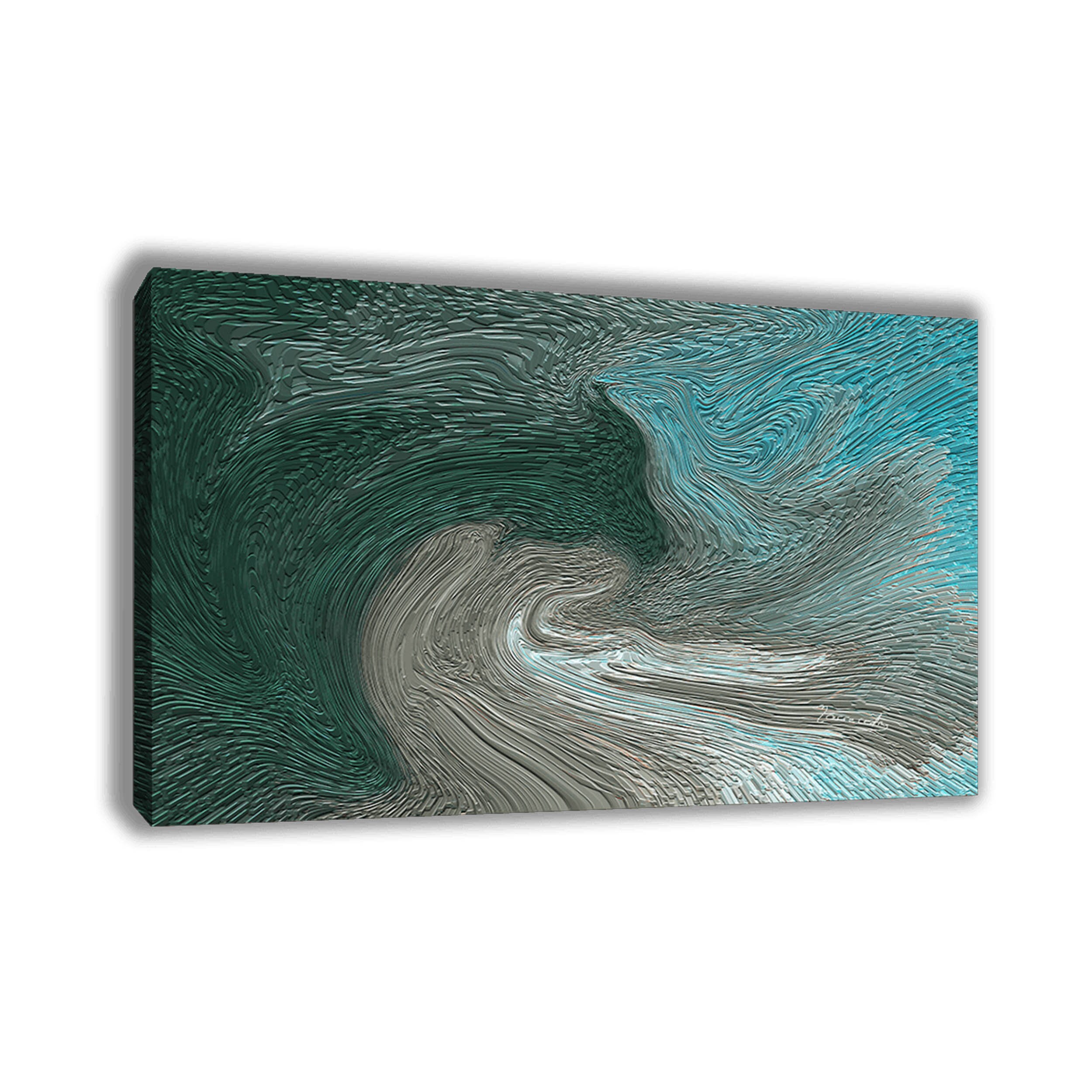 Silver Blue Metallic Abstract Art Canvas Digital Painting Wall Art