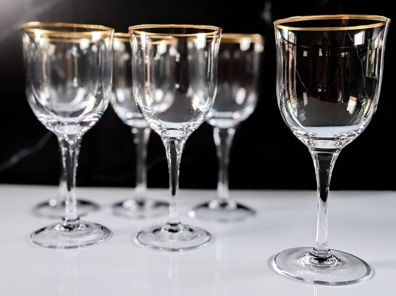 What Is Gilt Rim Set (6) Crystal & Gold Rim Stemware. Vintage Noritake Water or Wine ...
