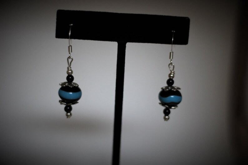 Thin blue line earrings