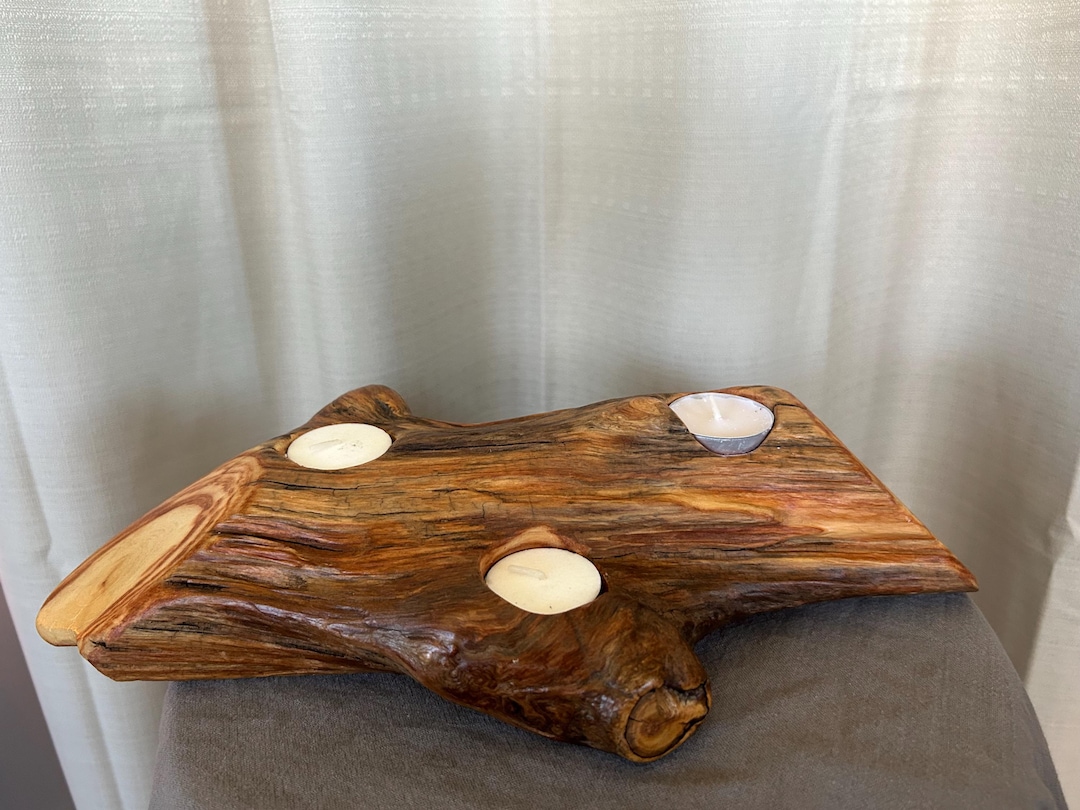 Driftwood Three Tea Light Holder Animas River Cedar - Etsy