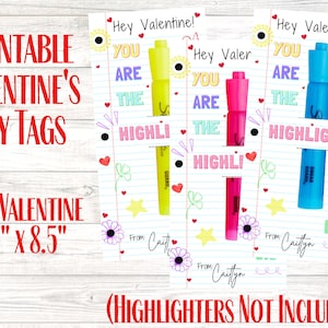 Textmarker Druckbare Valentinstag Tags You Are The Highlight Of My Day - INSTANT DOWNLOAD