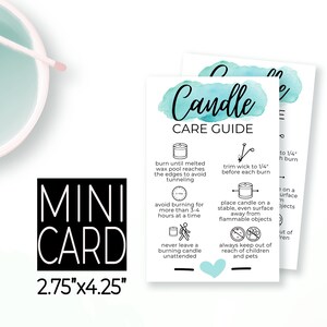 Mini Candle Care Card | Candle Business Cards | Candle Product Insert