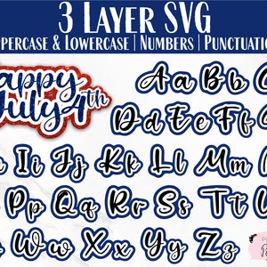 Layered Cursive Font SVG; Alphabet Clipart for Vinyl Letters; Outline Font SVG