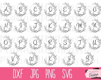 Laurel Wreath Monogram Font SVG Alphabet (Digital Download)