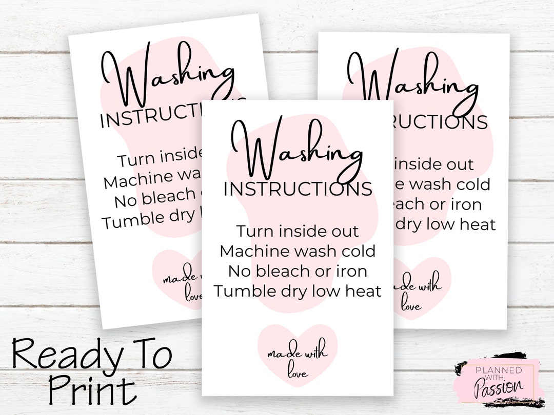 Ready to Print Washing Instructions Product Insert - Etsy
