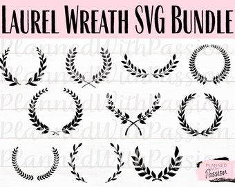 Laurel Wreath SVG; Wreath Cut File; Wreath Clipart; Floral Wreath SVG