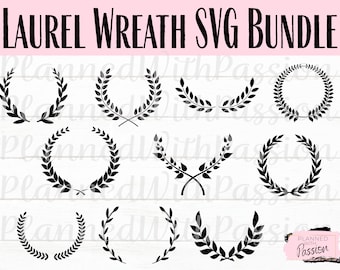 Archivos SVG de corona de laurel floral: Decoración DIY (Descarga digital)
