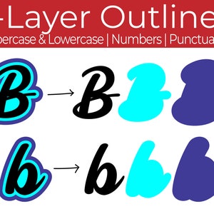 Layered Script Font SVG: Outline Alphabet for Cricut (digital Download ...