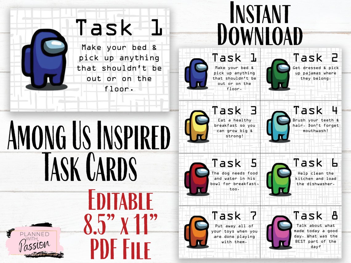 Editable Among Us Task Cards DIGITAL DOWNLOAD | Etsy