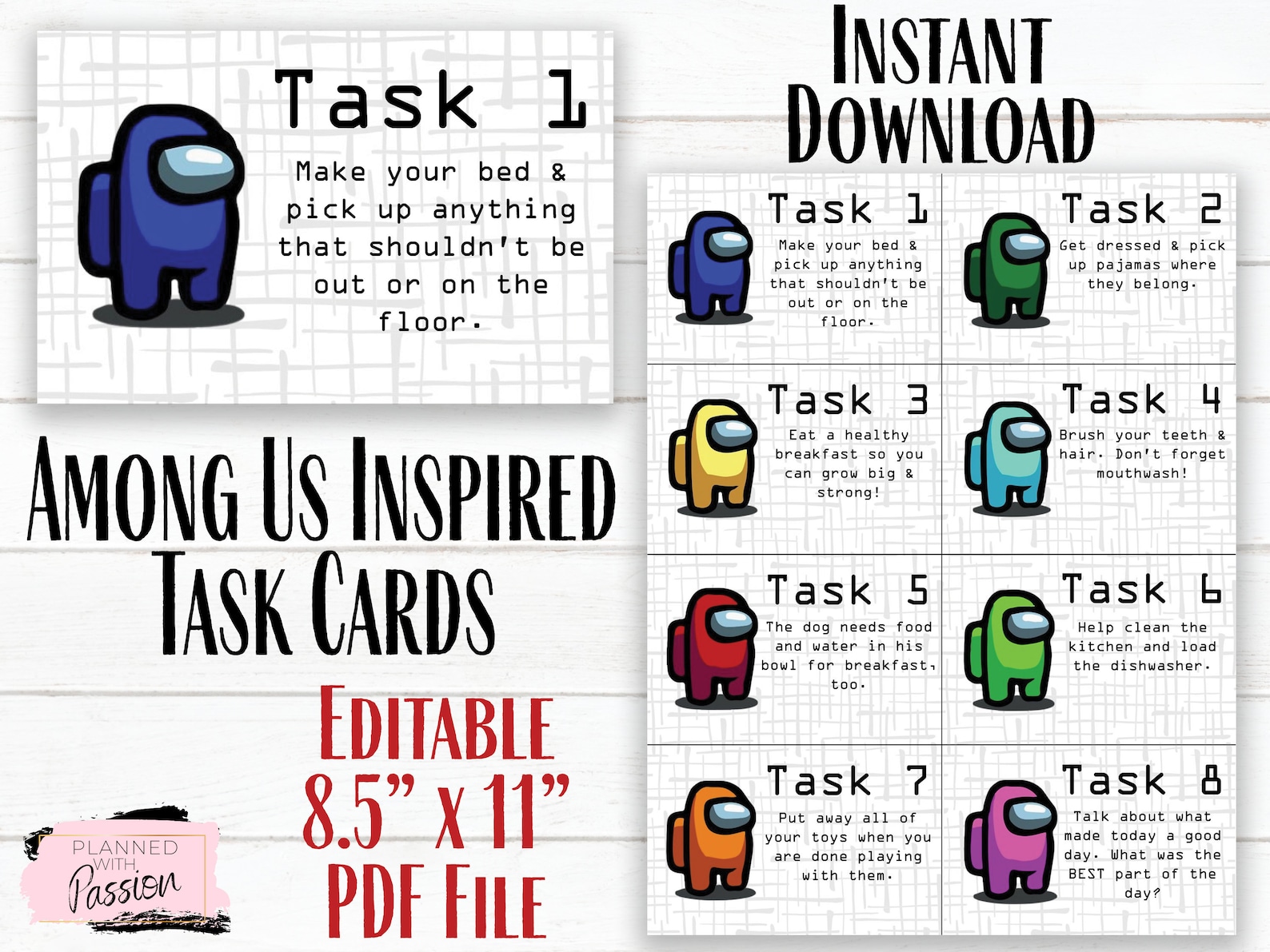 Editable Among Us Task Cards DIGITAL DOWNLOAD Etsy