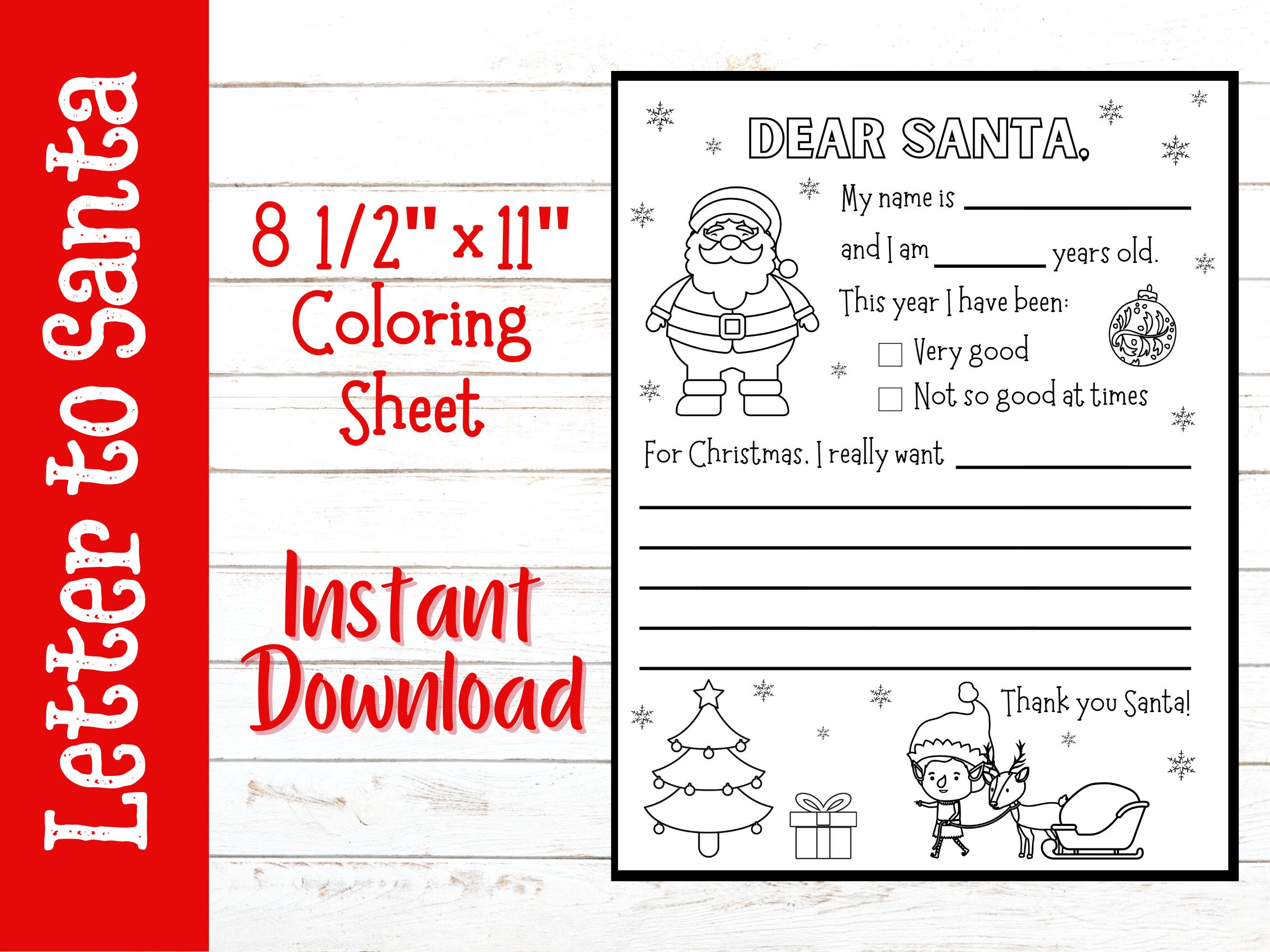 Letter To Santa Coloring Sheet INSTANT DOWNLOAD Etsy Letter to santa coloring sheet instant download etsy