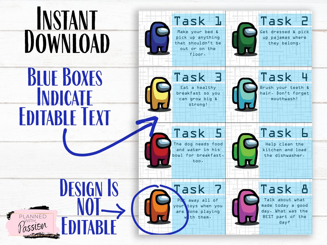 Editable Among Us Task Cards DIGITAL DOWNLOAD Etsy