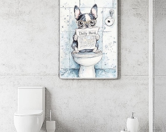 Impresión divertida del baño del Boston Terrier: