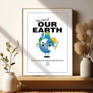 Prenditi cura della nostra Terra, citazione edificante sul progresso, decorazione motivazionale per l'ufficio, poster sulla salute mentale, arte murale ispiratrice per consulenti scolastici