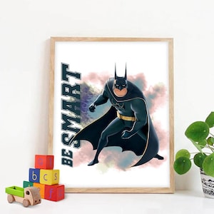 Poster "Batman Be Smart" con citazione sul progresso, decorazioni per la casa di Batman, poster per bambini con supereroi, action figure di Bat Man da parete
