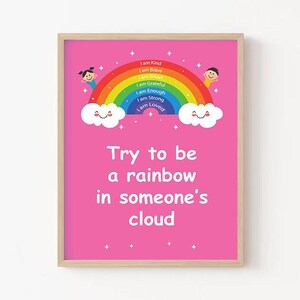 Prova a essere un arcobaleno, citazione edificante sul progresso, decorazione motivazionale per la cameretta dei bambini, poster per bambini, arte murale ispiratrice per consulente scolastico